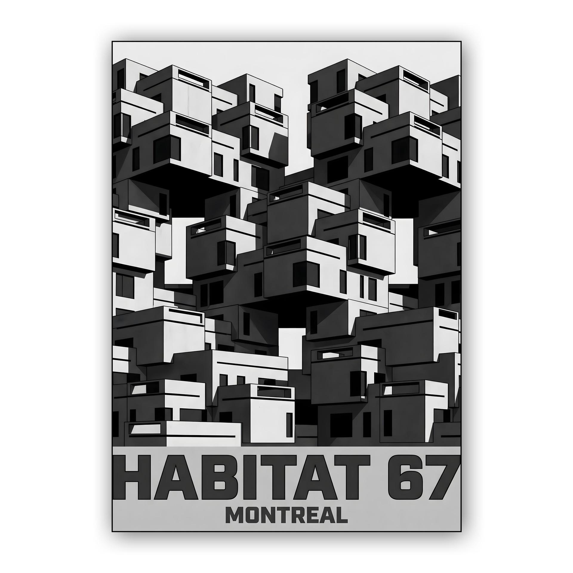 Habitat 67 Montreal Brutalist Graphic Poster
