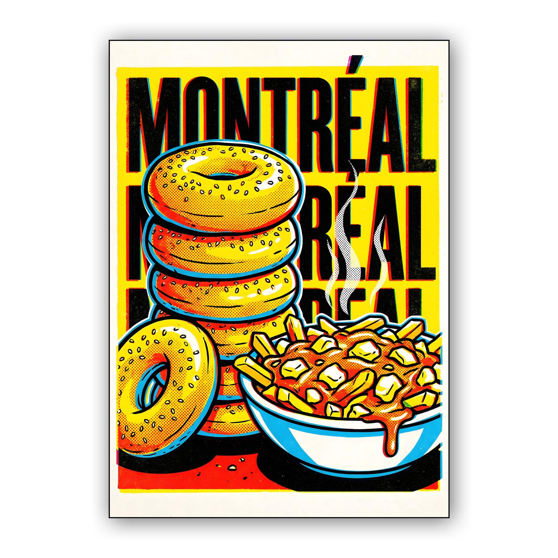 Montreal Comfort Food Pop Art: Bagels and Poutine