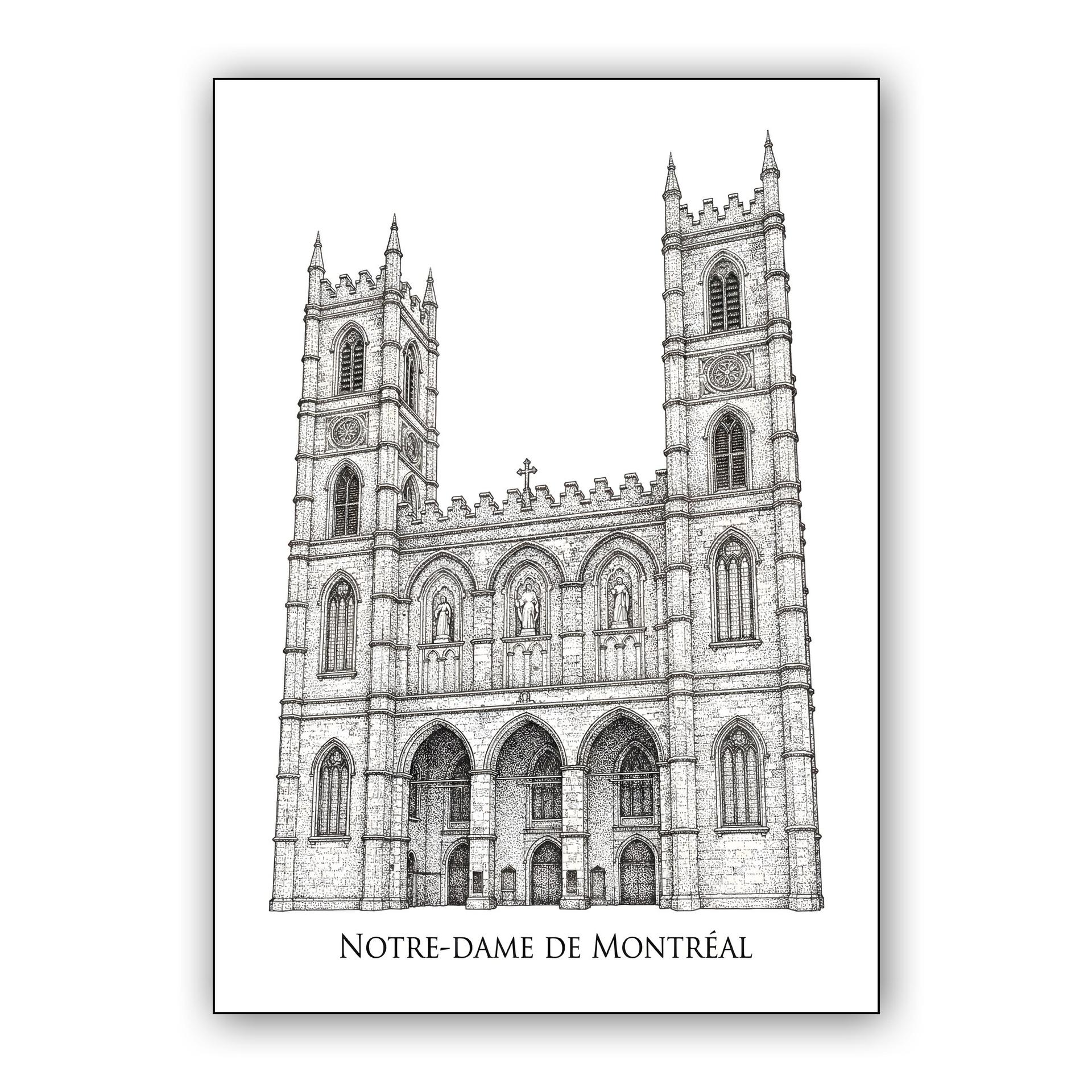 Notre-Dame de Montréal Architectural Ink Drawing