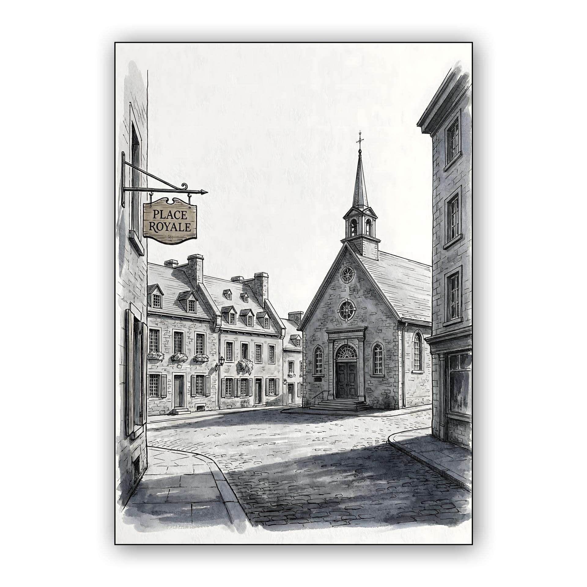 Historic Place Royale Ink Drawing