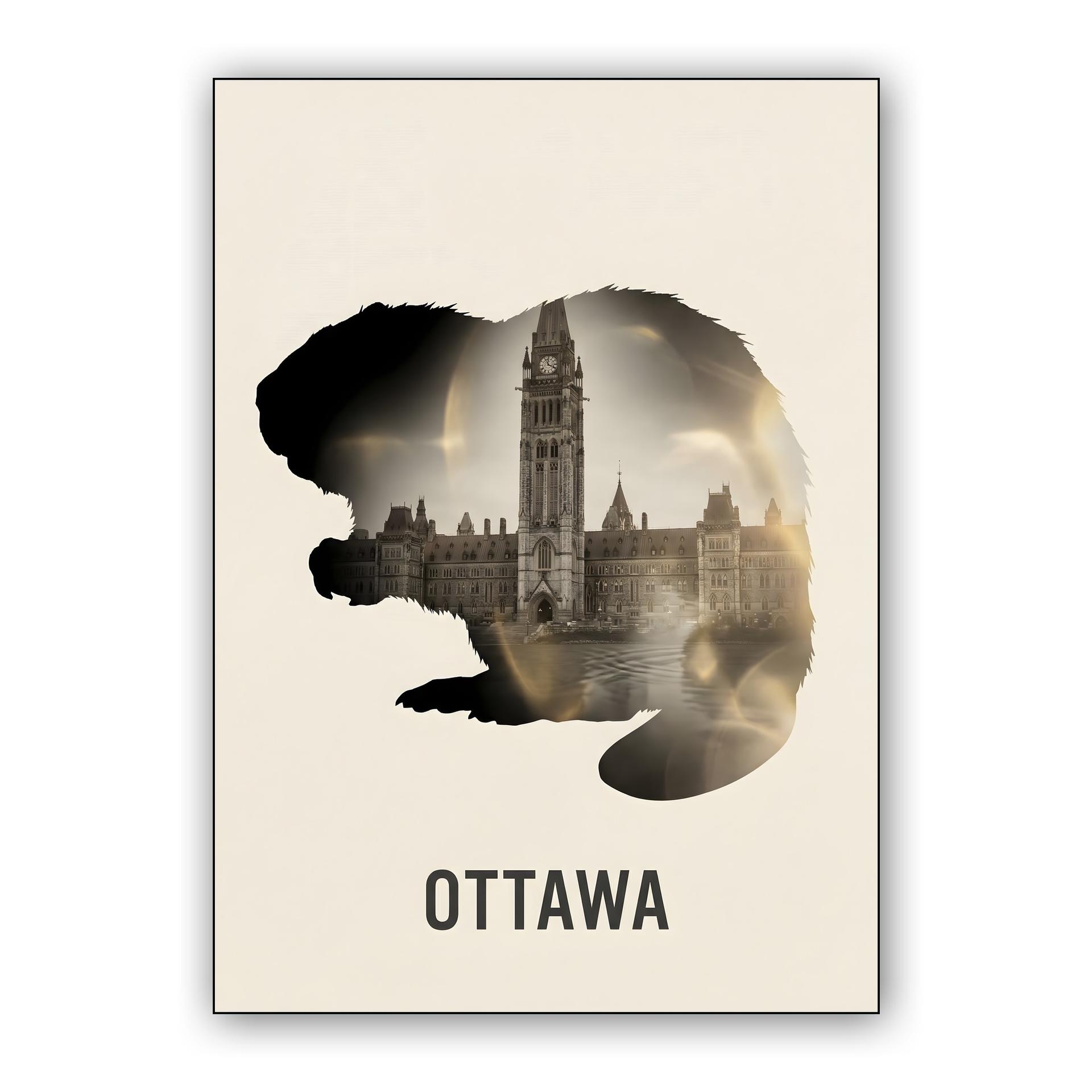 Ottawa Beaver: Parliament Hill Double Exposure Poster