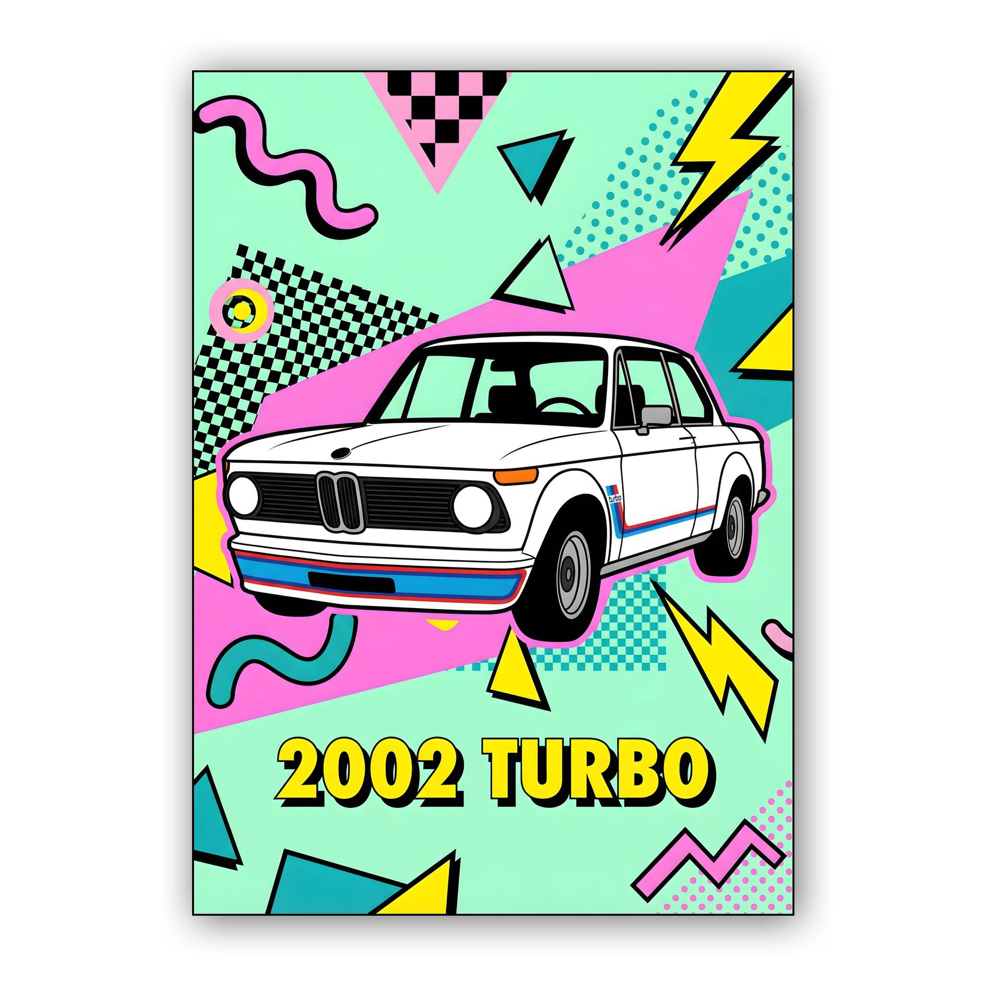 BMW 2002 Turbo Memphis Style Retro Poster