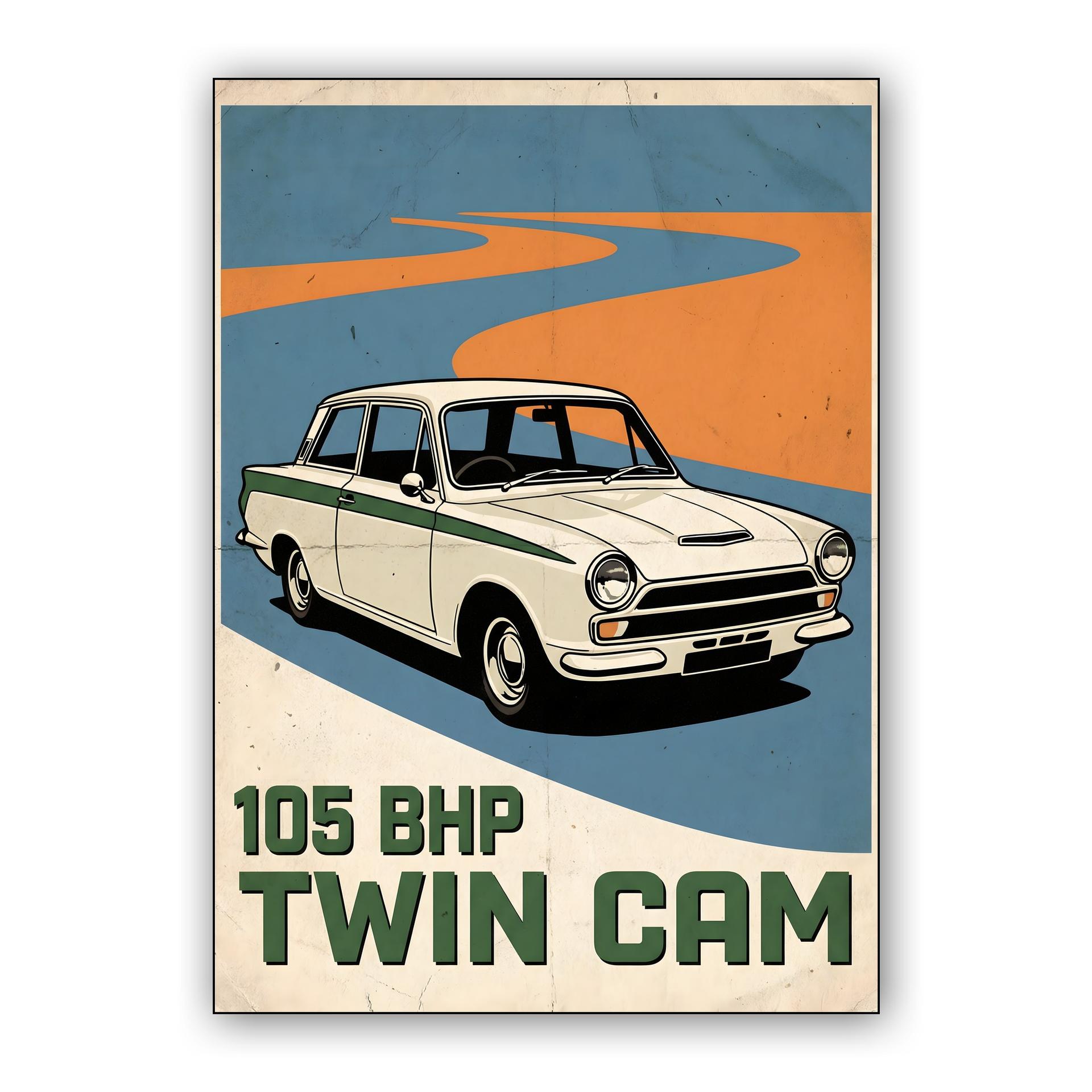 Lotus Cortina Twin Cam Vintage Poster