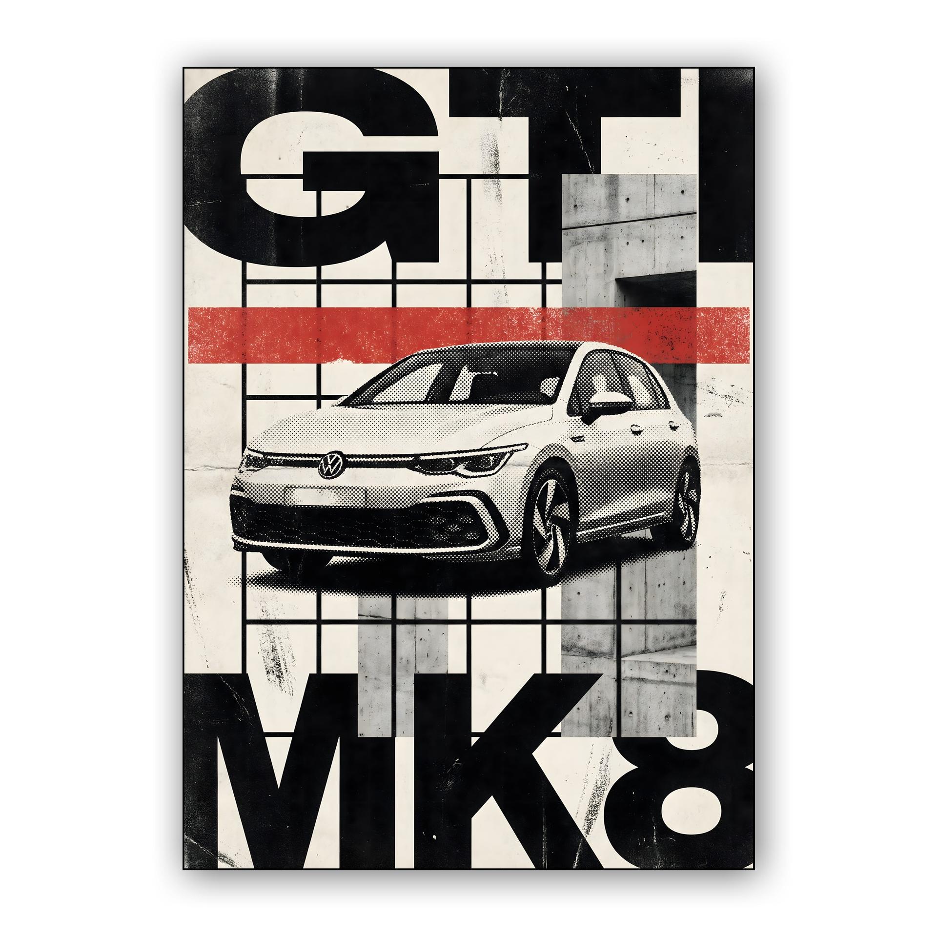 VW Golf GTI Mk8 Industrial Graphic Poster
