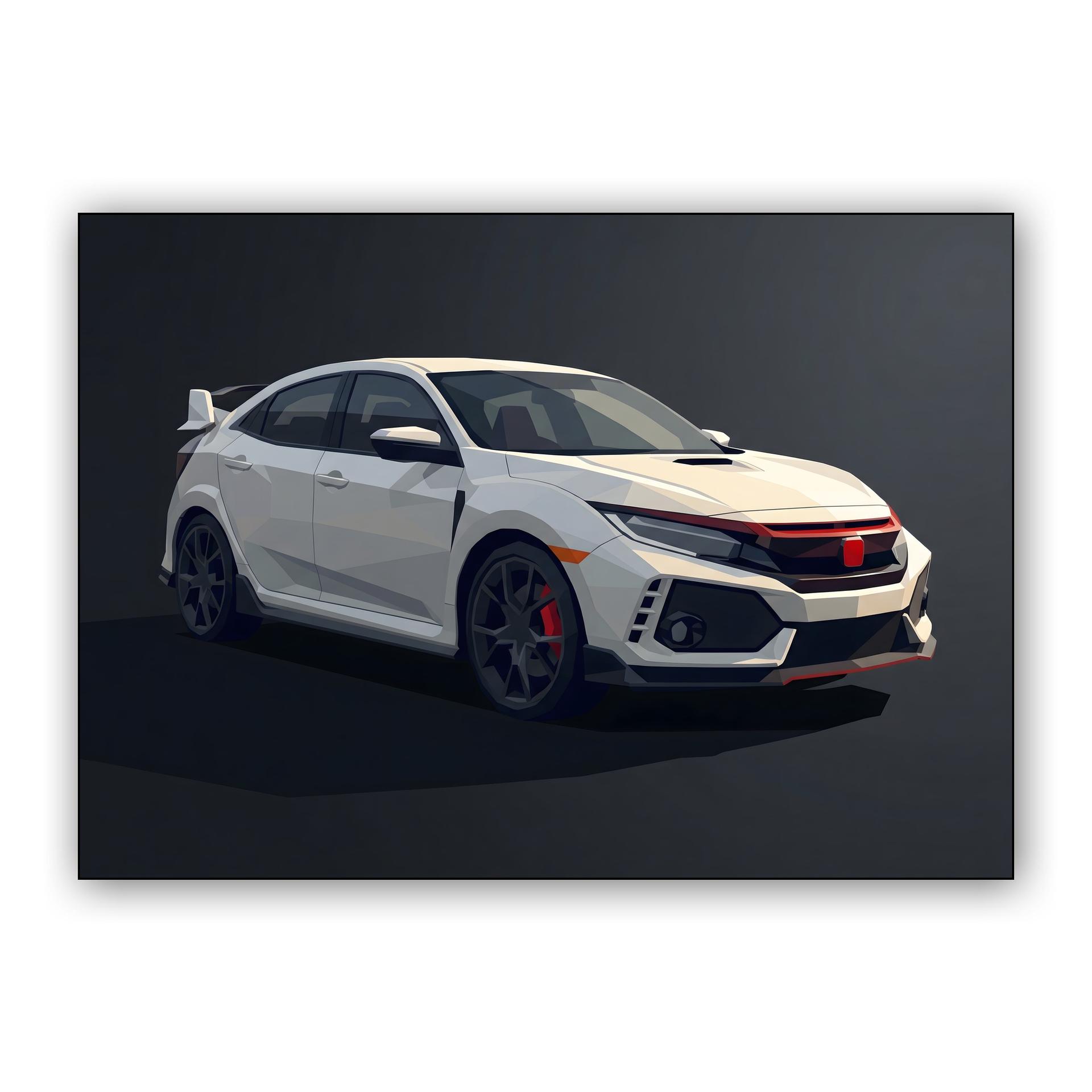 Honda Civic Type R FK8 Low Poly White Edition