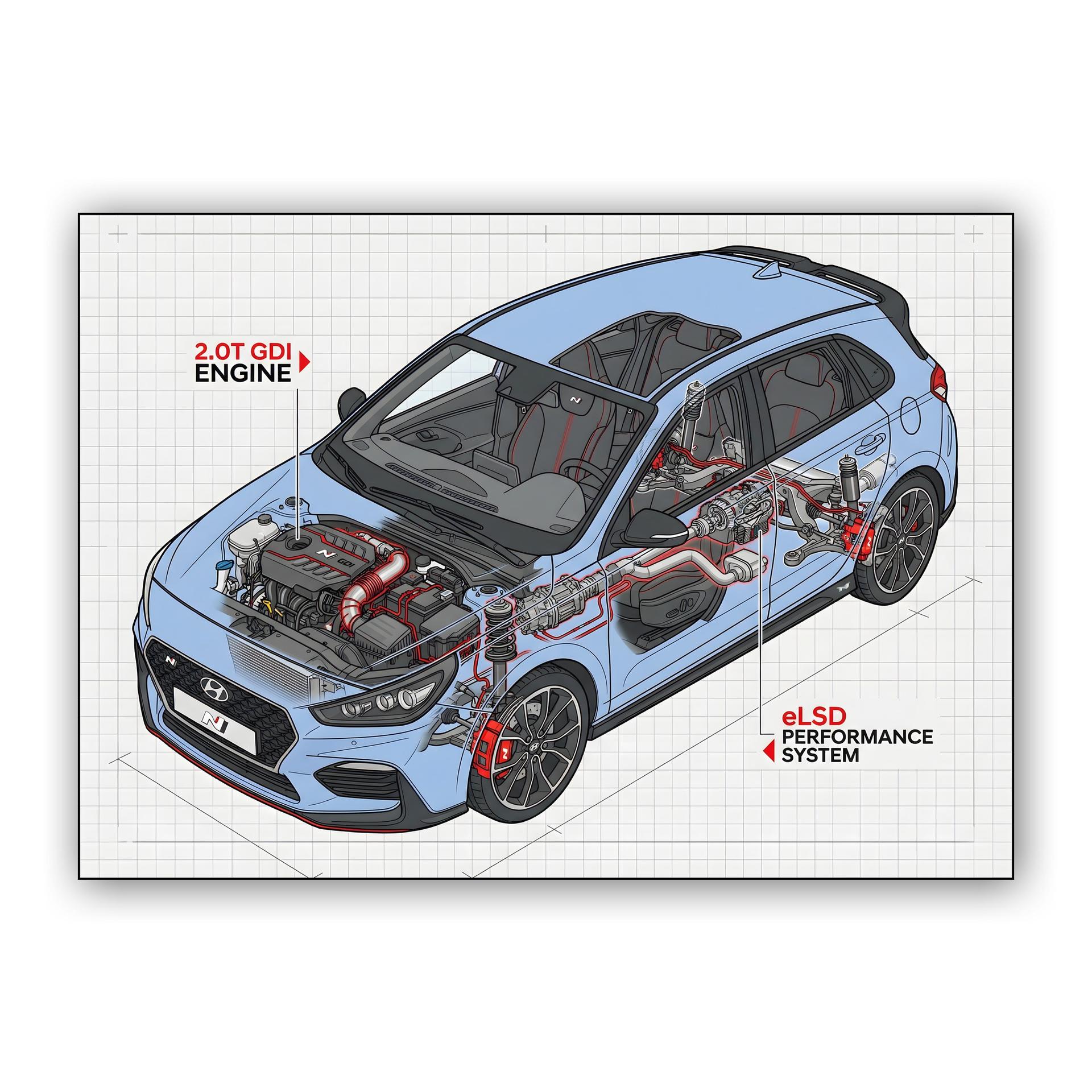 Hyundai i30 N Technical Cutaway Illustration