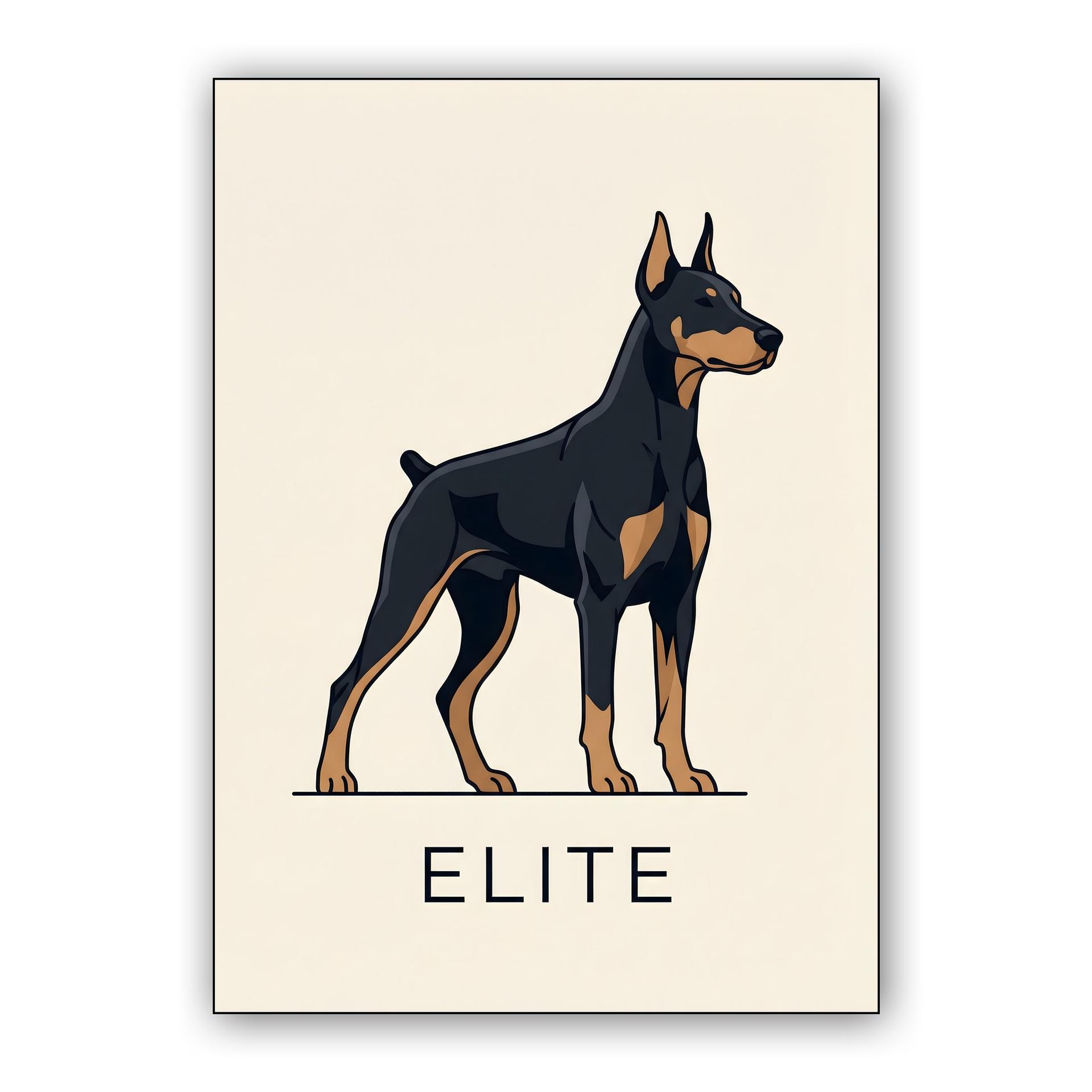 Elite Doberman: Minimalist Flat Illustration