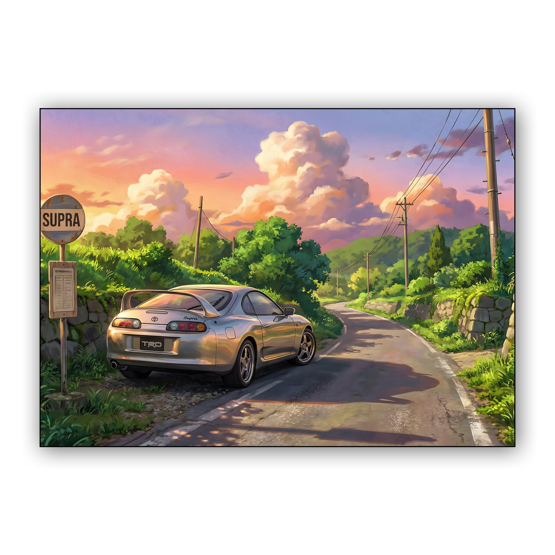Sunset Serenity: Supra at the Country Bus Stop