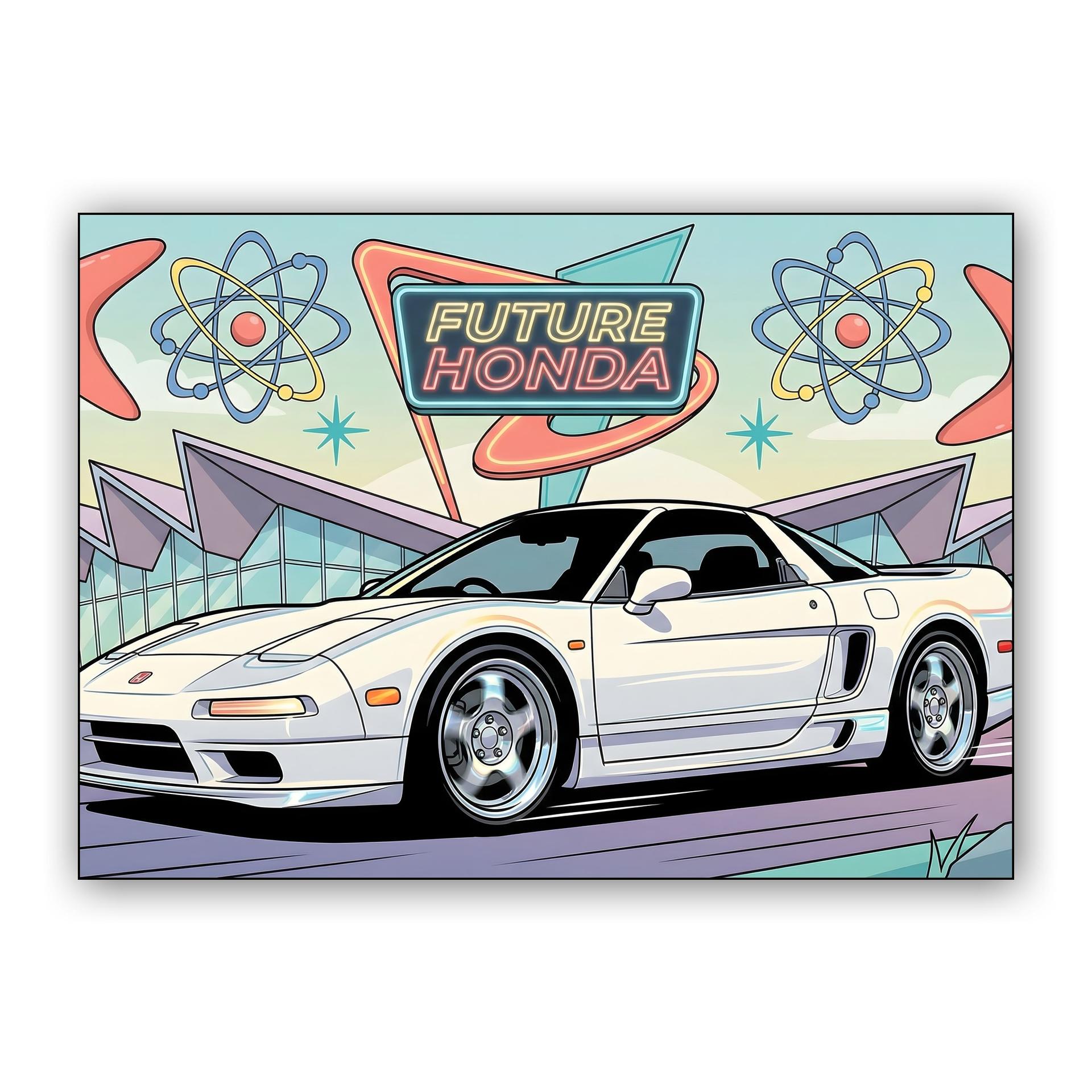 Future Honda: NSX NA1 Retro-Futuristic Illustration