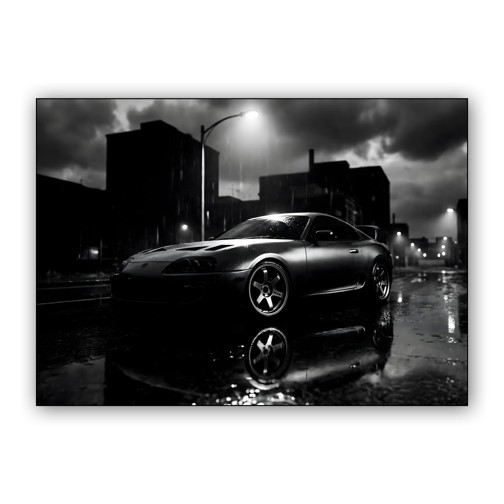 Nocturnal Reflection: Supra A80 in the Rain