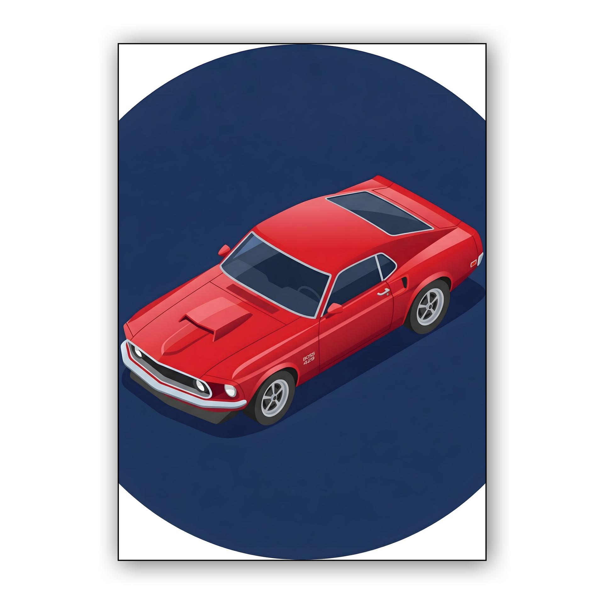 Red Mustang Boss 429 Isometric Illustration