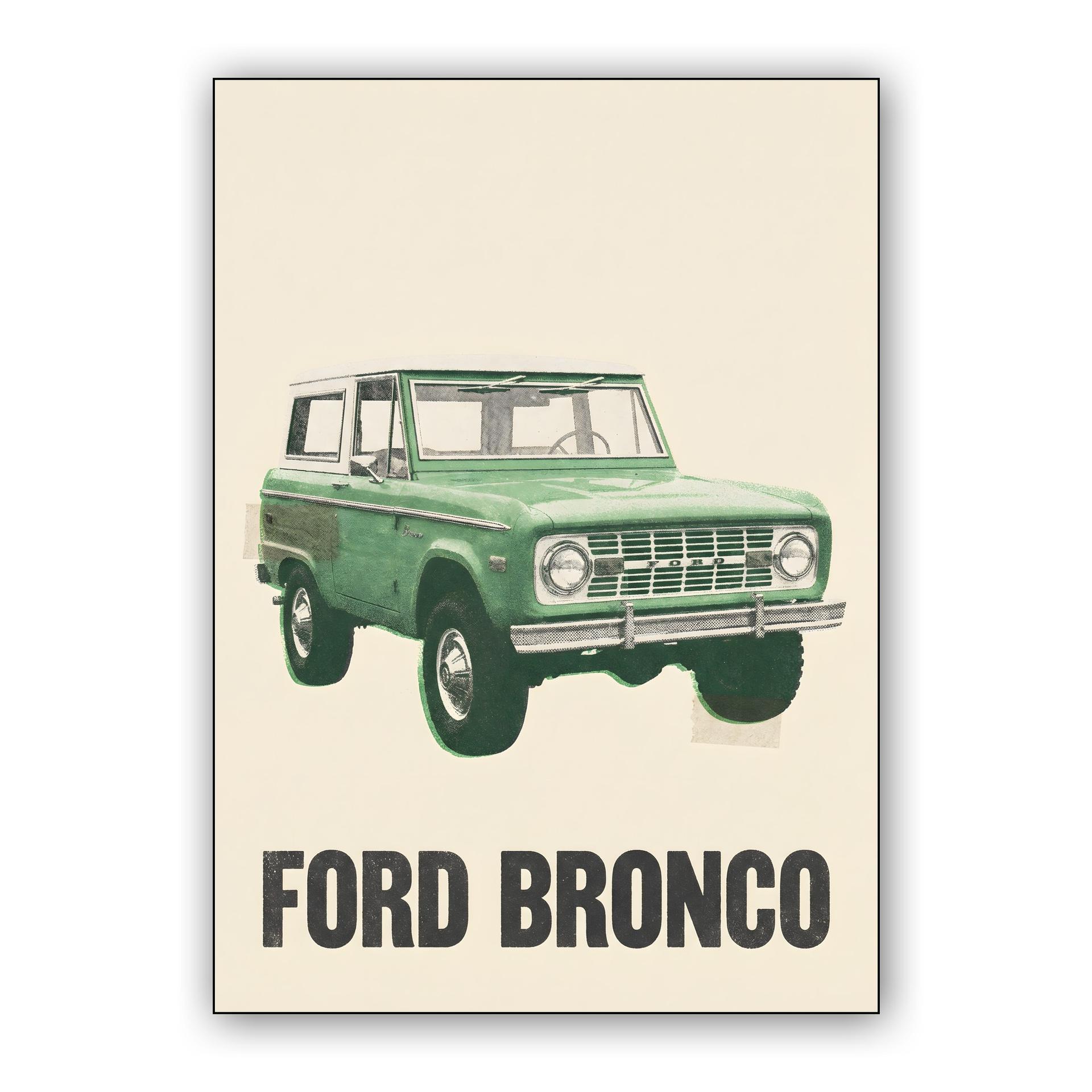 Vintage Green Bronco Collage Graphic