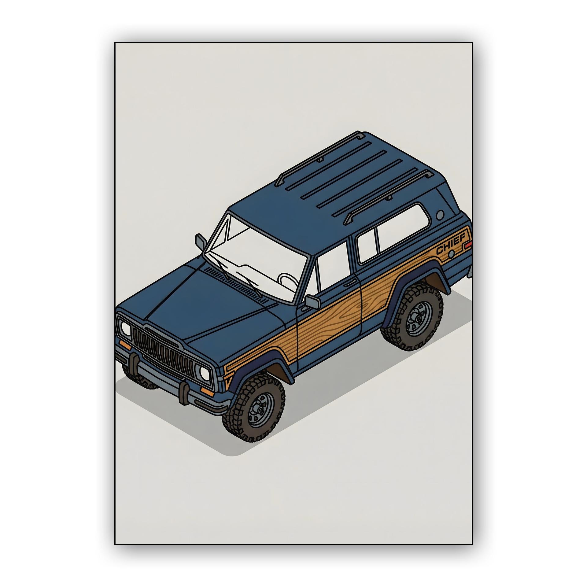 Jeep Cherokee Chief: Isometric Woodie Illustration