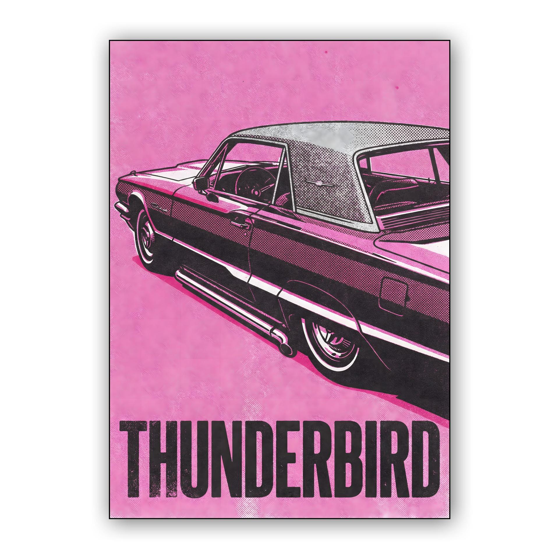 Pink Thunderbird Retro Poster