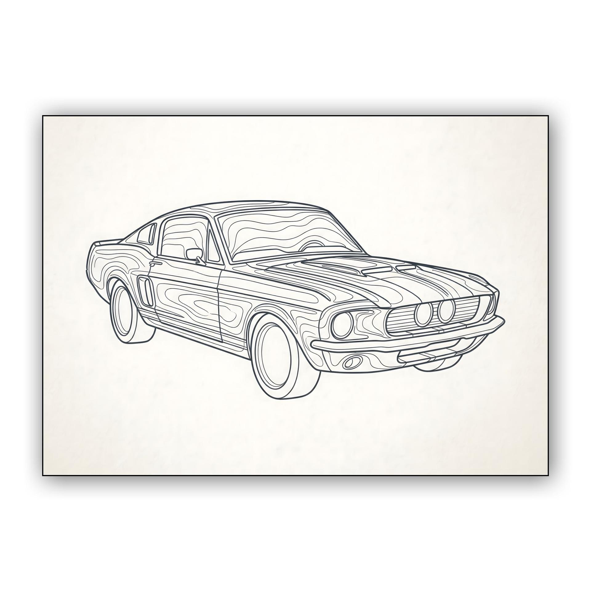 Shelby GT500: Organic Topographic Line Art