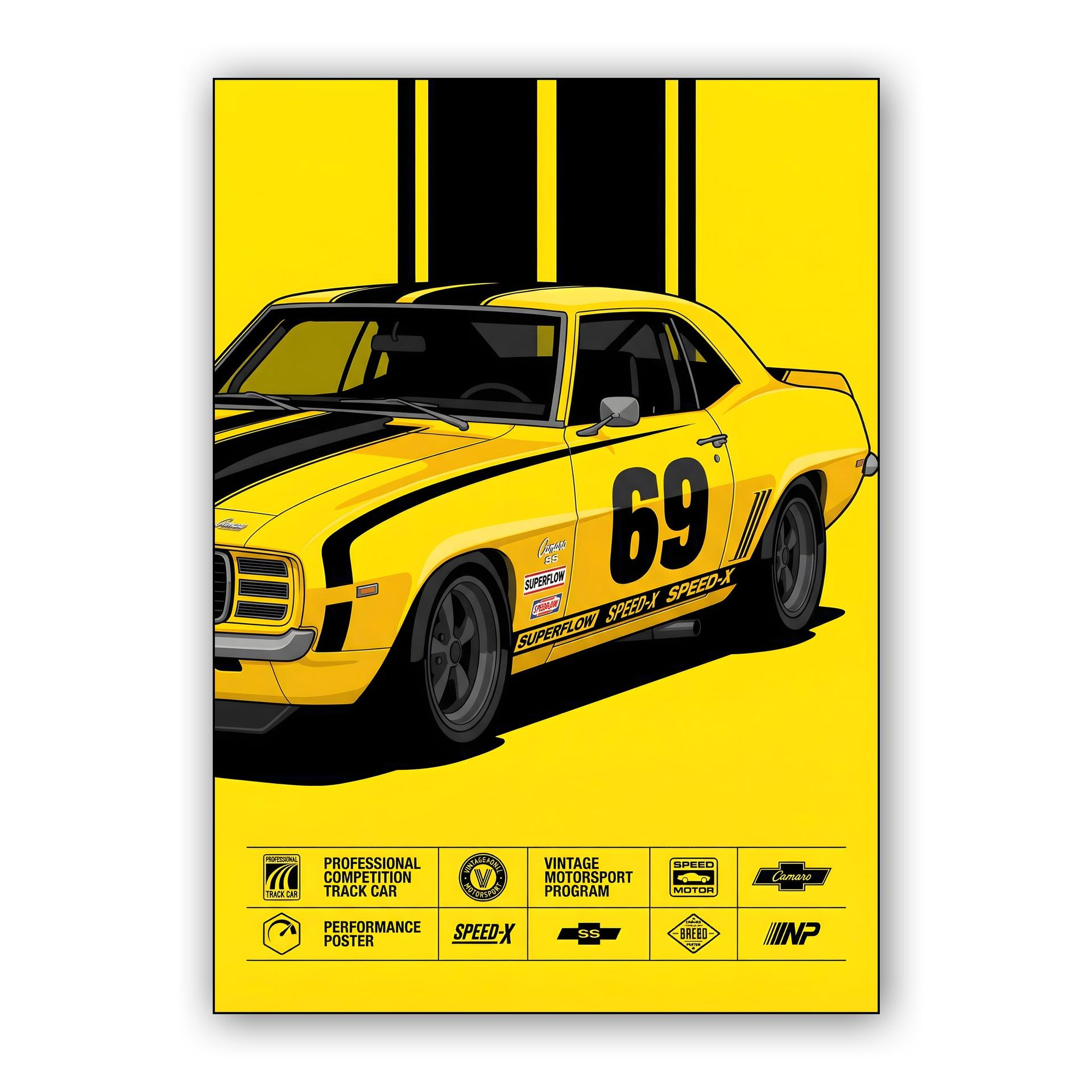 Vintage Race Spec: 1969 Camaro SS Graphic Poster