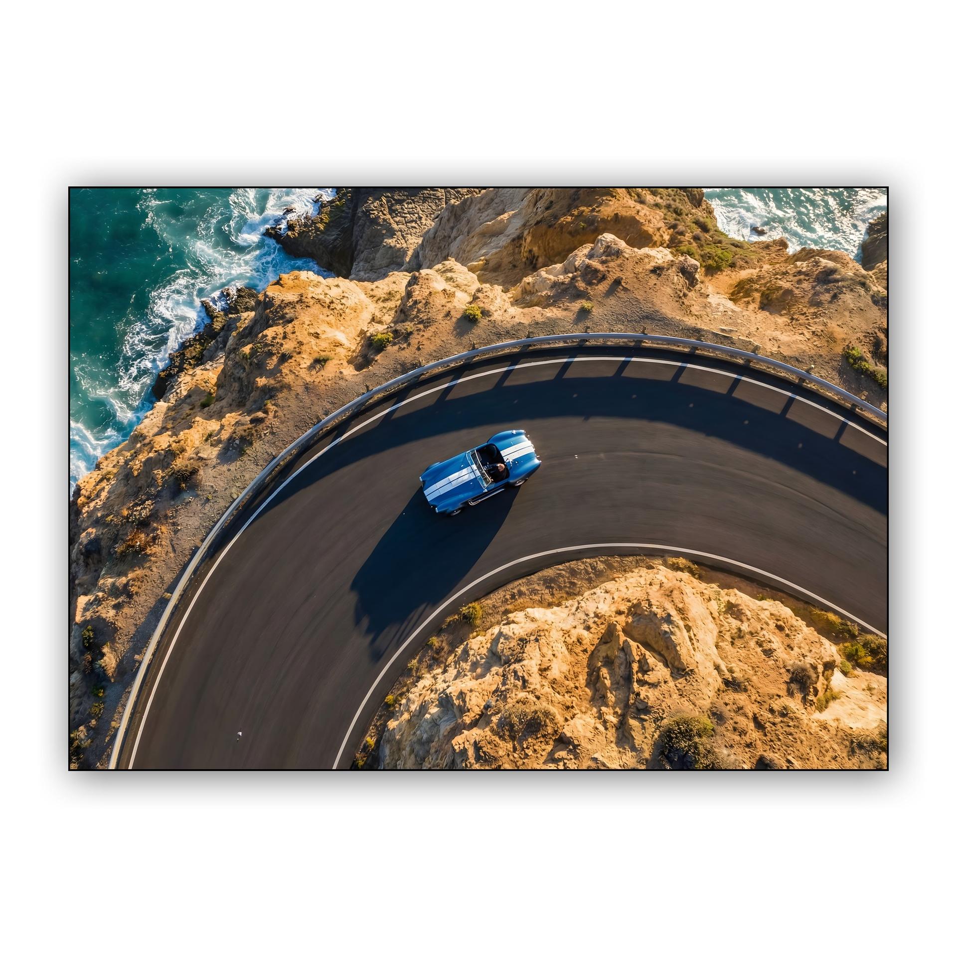 Coastal Curve: Shelby Cobra Aerial Pursuit