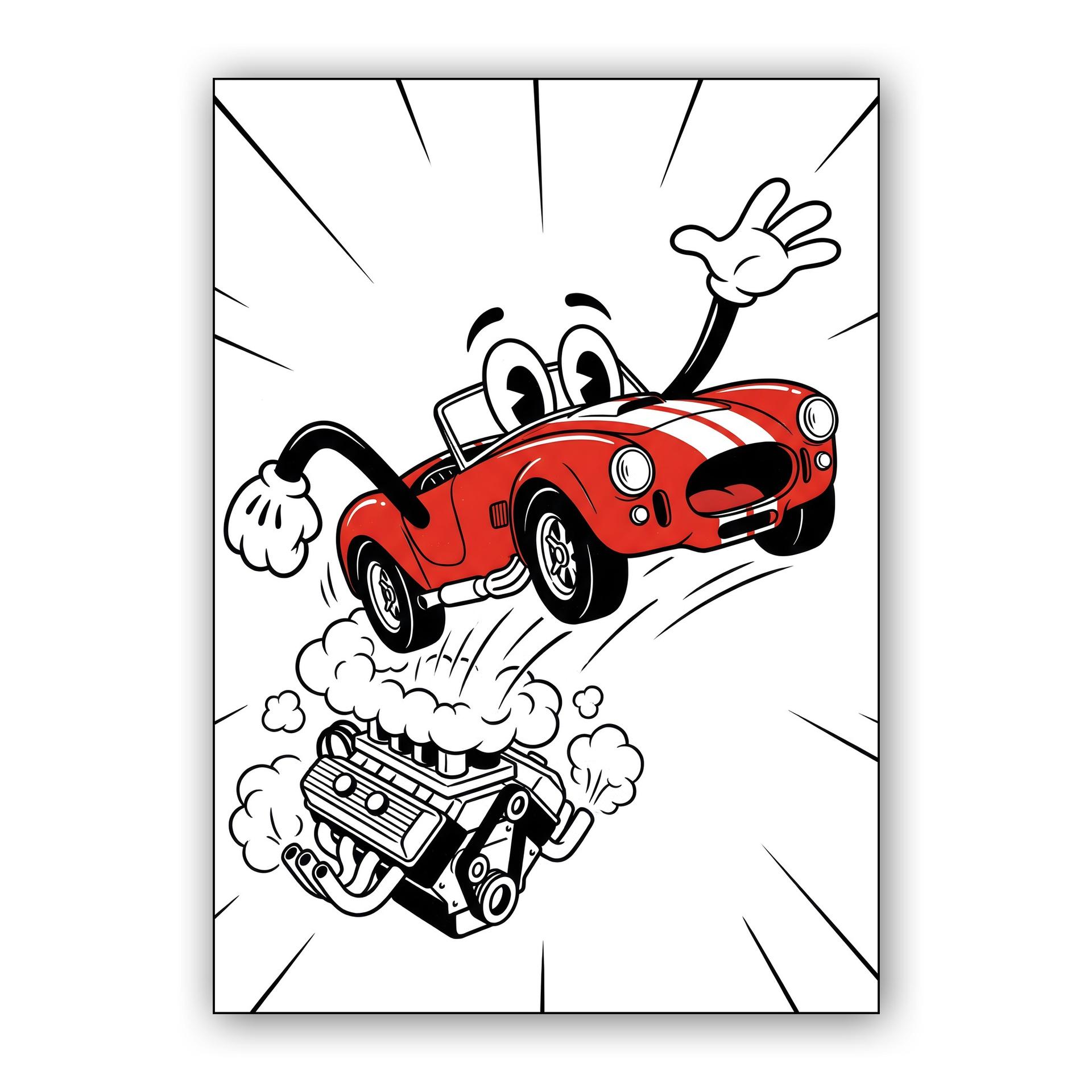 Whimsical Red Shelby Cobra Cartoon
