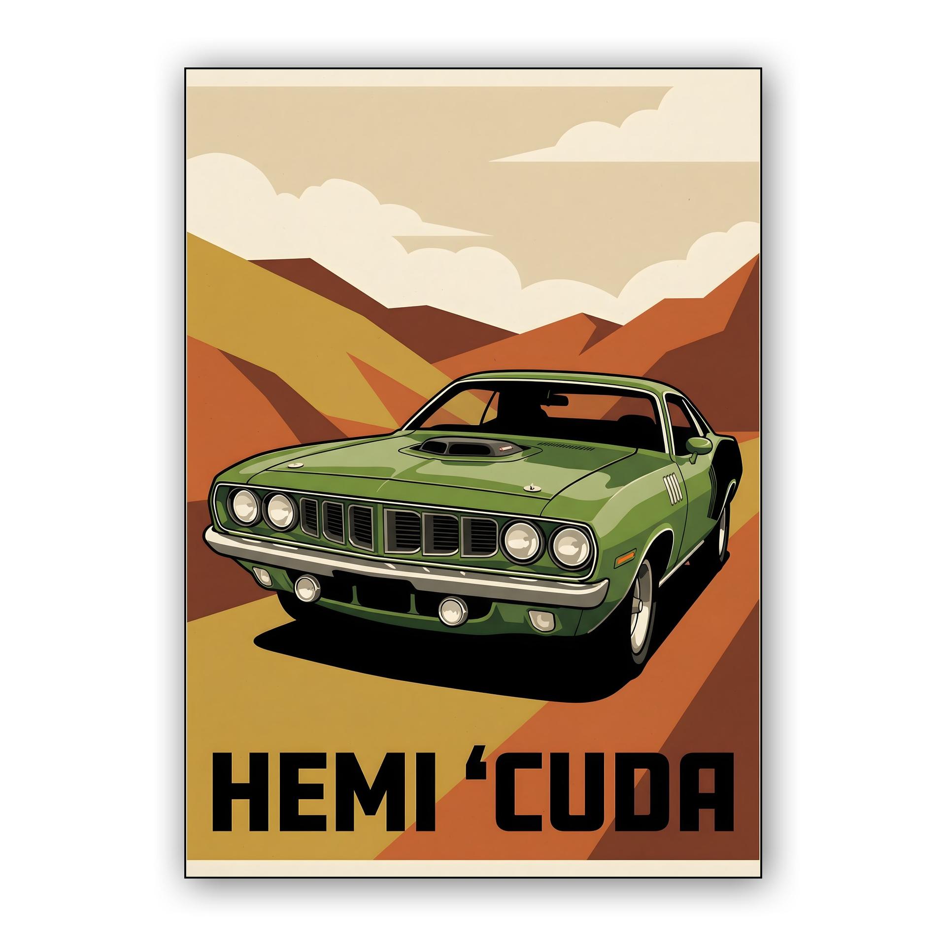 1971 HEMI 'Cuda Vintage Desert Poster