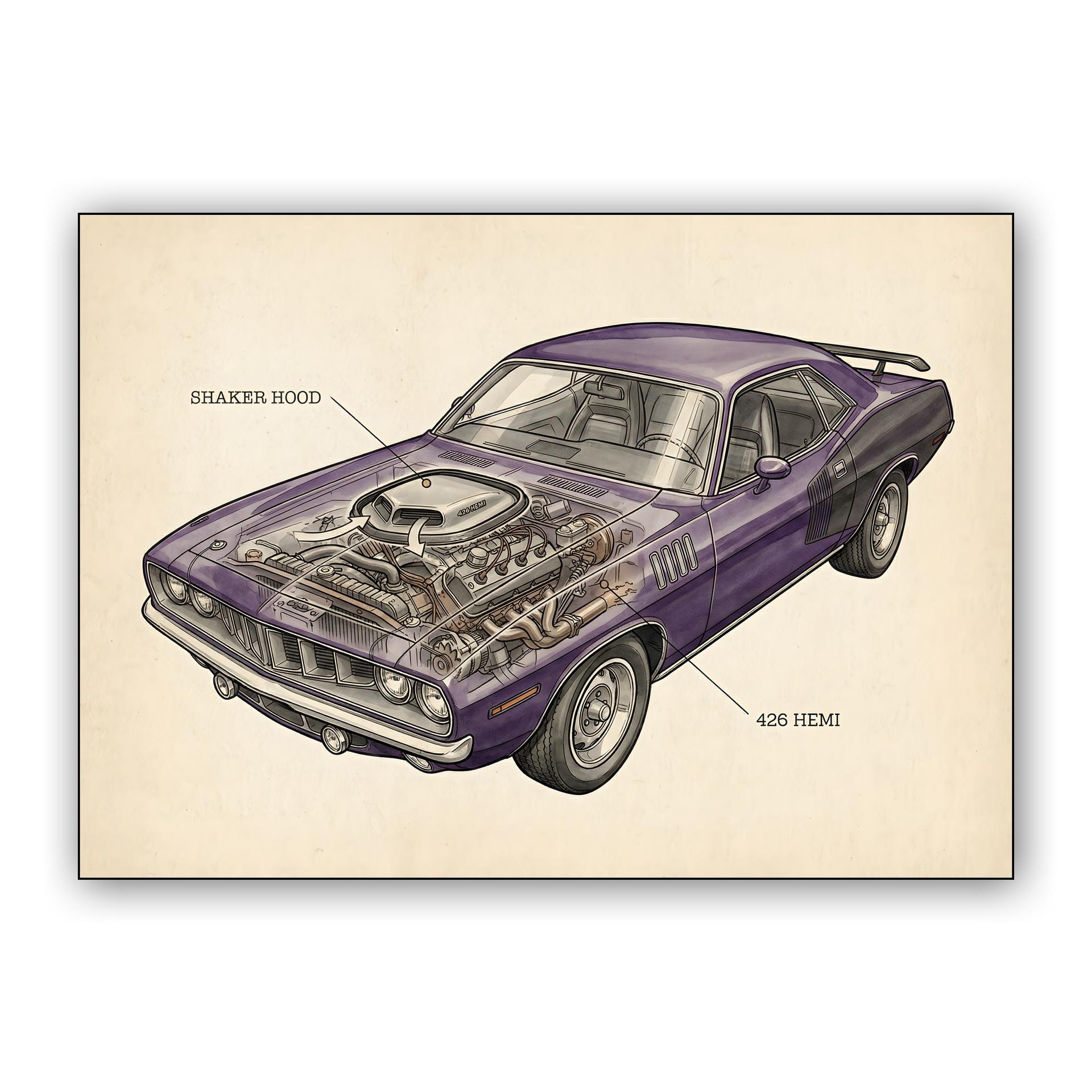 Hemi 'Cuda Anatomy: Technical Cutaway Illustration