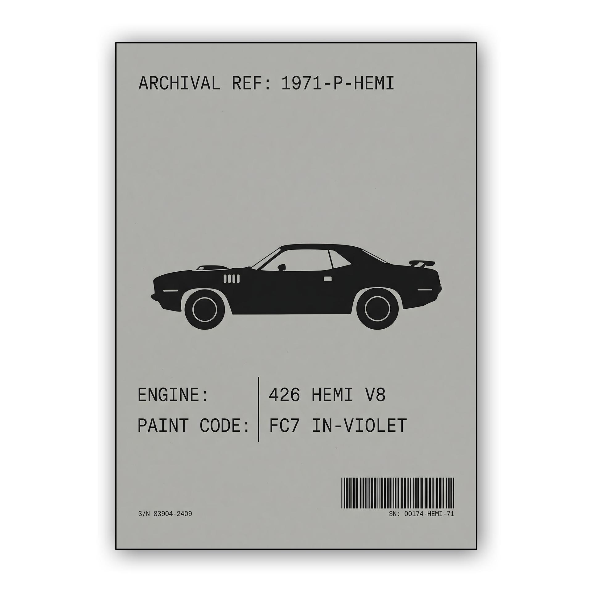 1971 Hemi 'Cuda: Archival Technical Spec Illustration