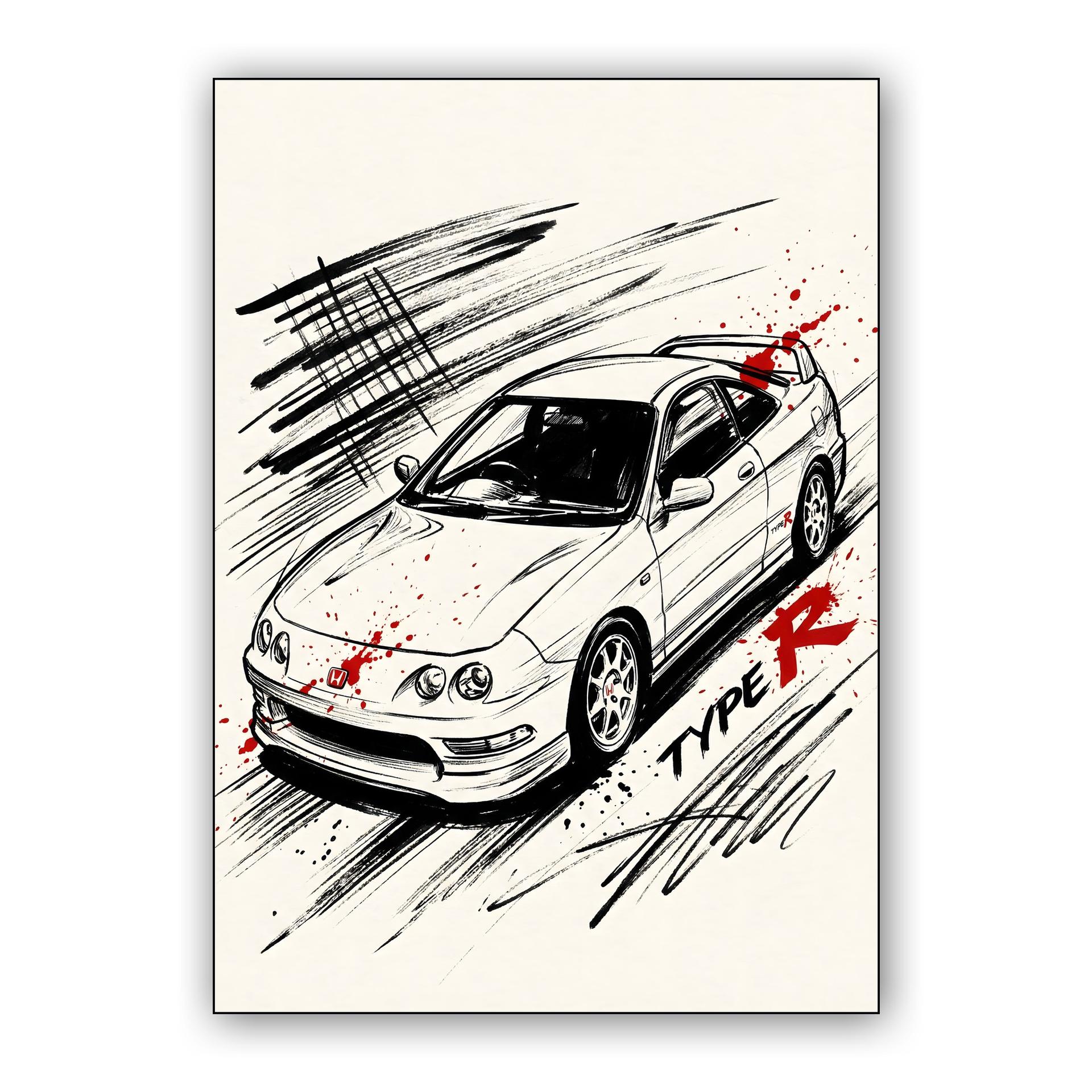 Honda Integra Type R DC2: Red Splash Ink Art