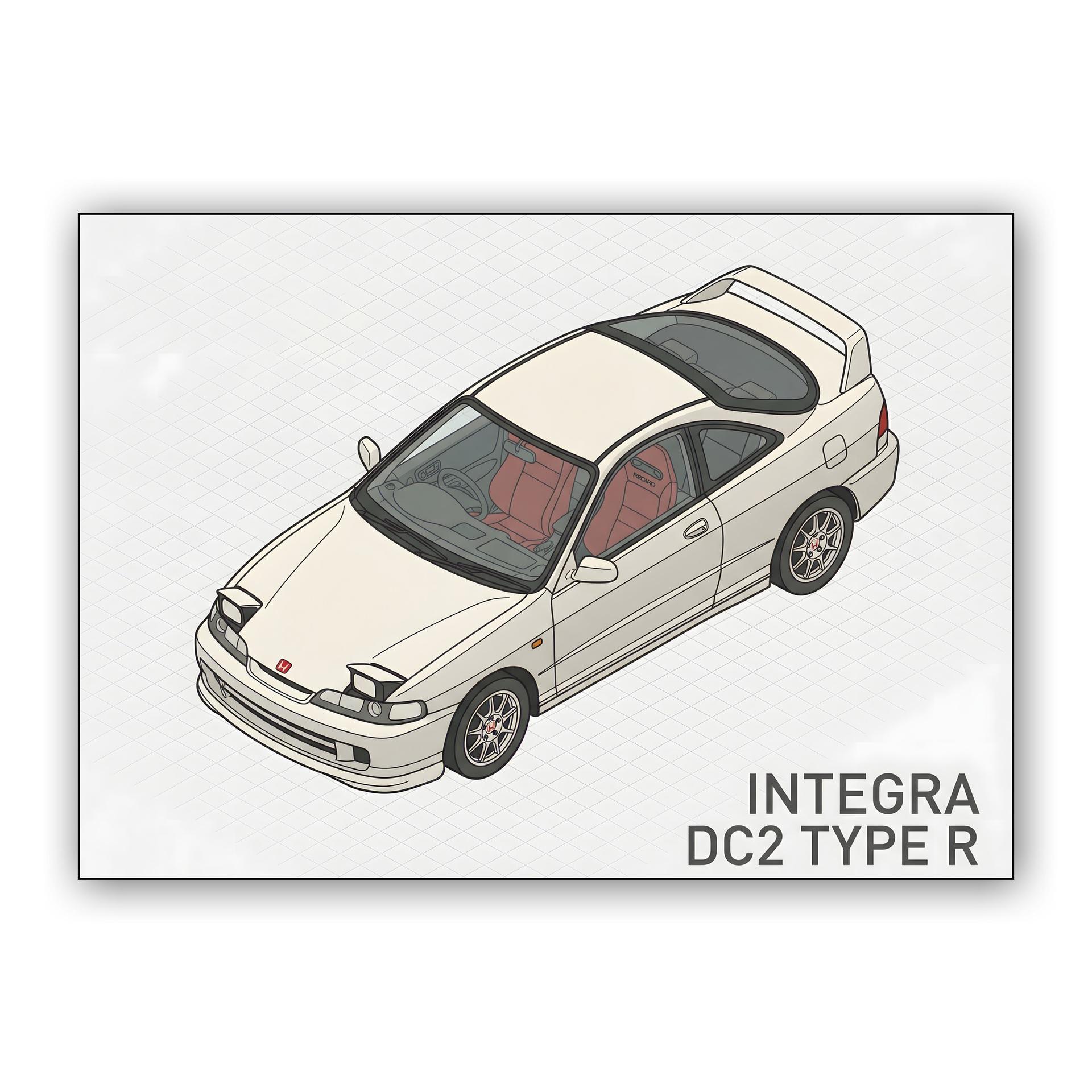 Honda Integra DC2 Type R Isometric Illustration
