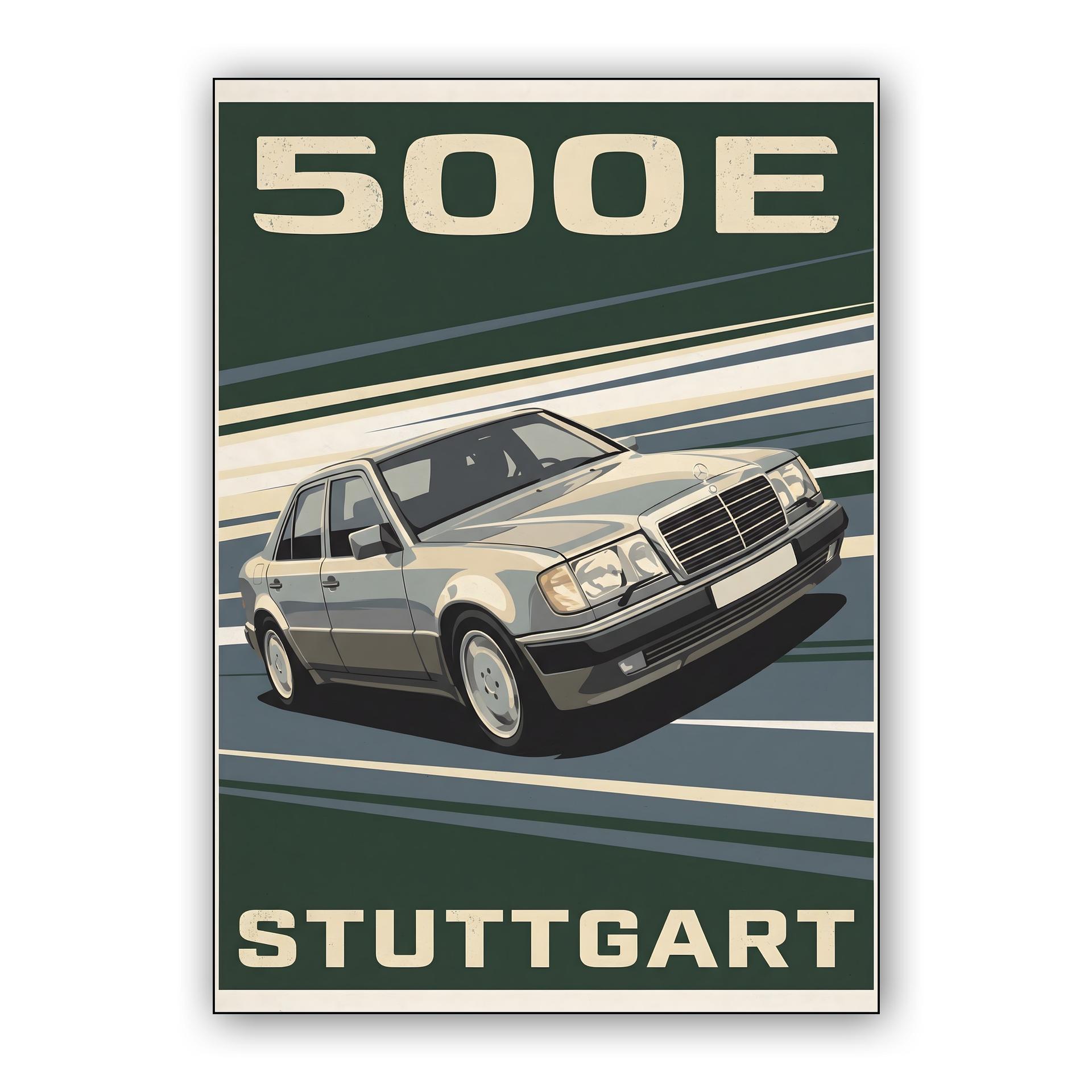 Mercedes-Benz 500E Stuttgart Vintage Racing Poster