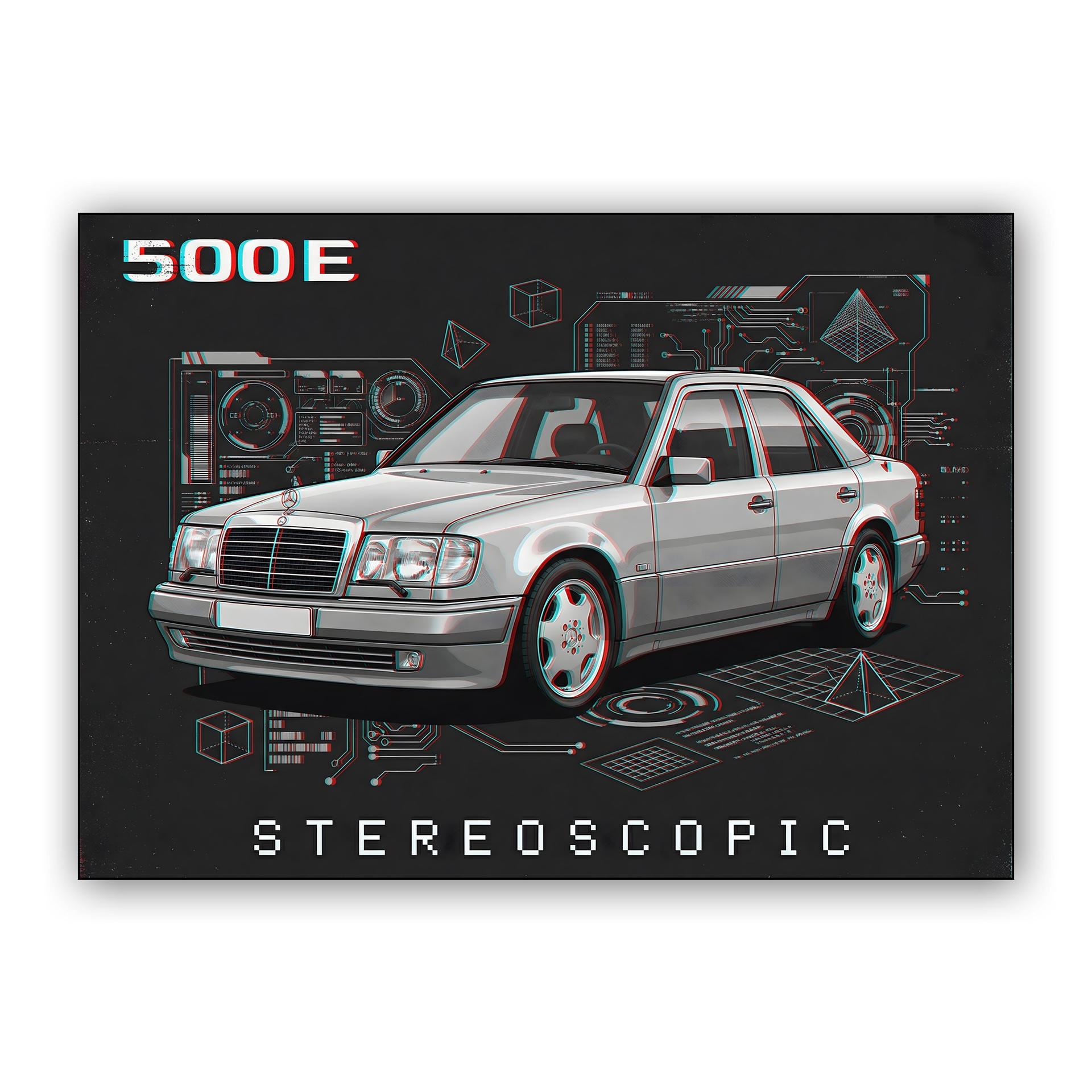 Mercedes-Benz 500E: Stereoscopic 3D Anaglyph Art