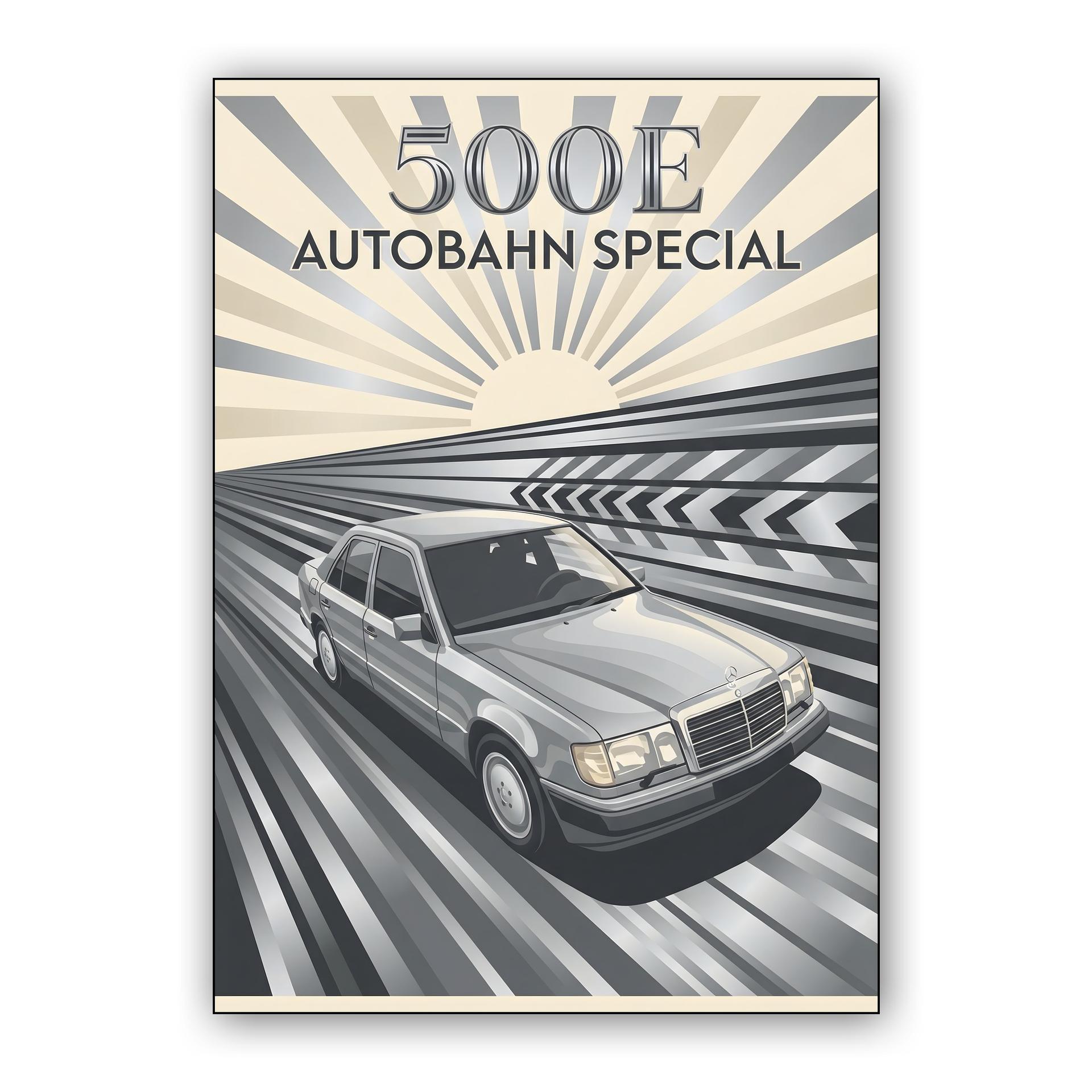 Mercedes-Benz 500E Autobahn Special Vintage Poster