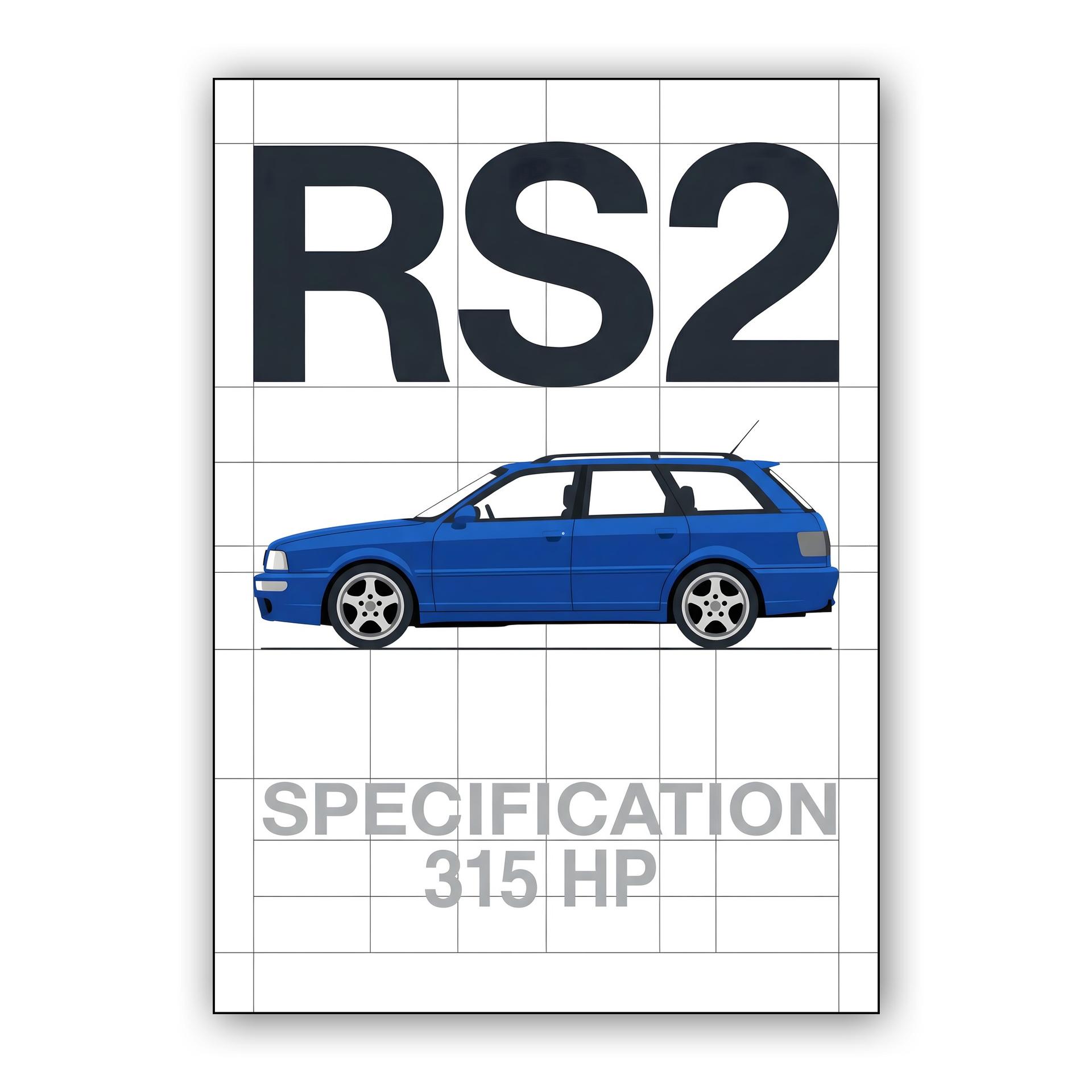 Audi RS2 Avant Nogaro Blue Technical Spec Illustration