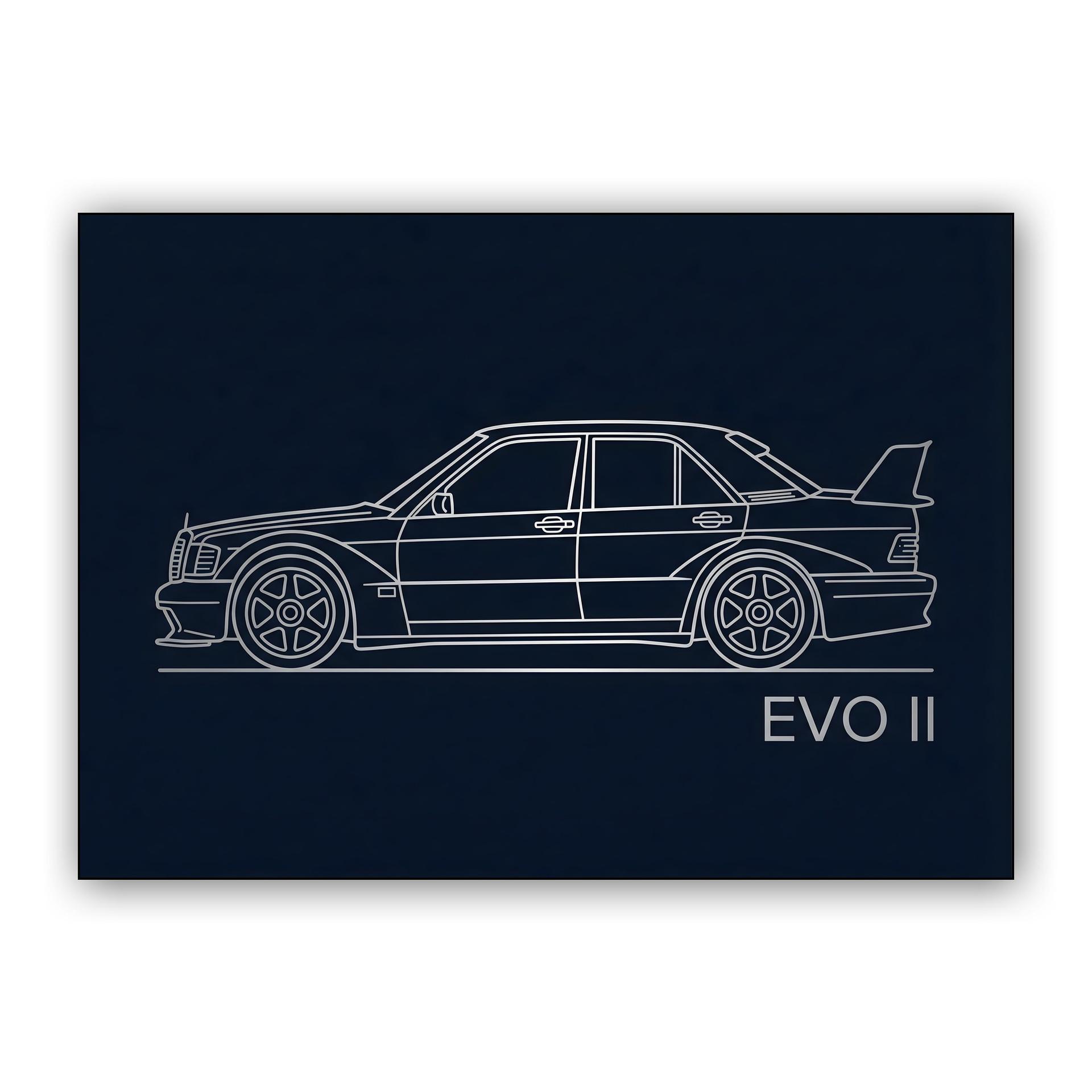 Mercedes 190E Evolution II: Minimalist Line Art
