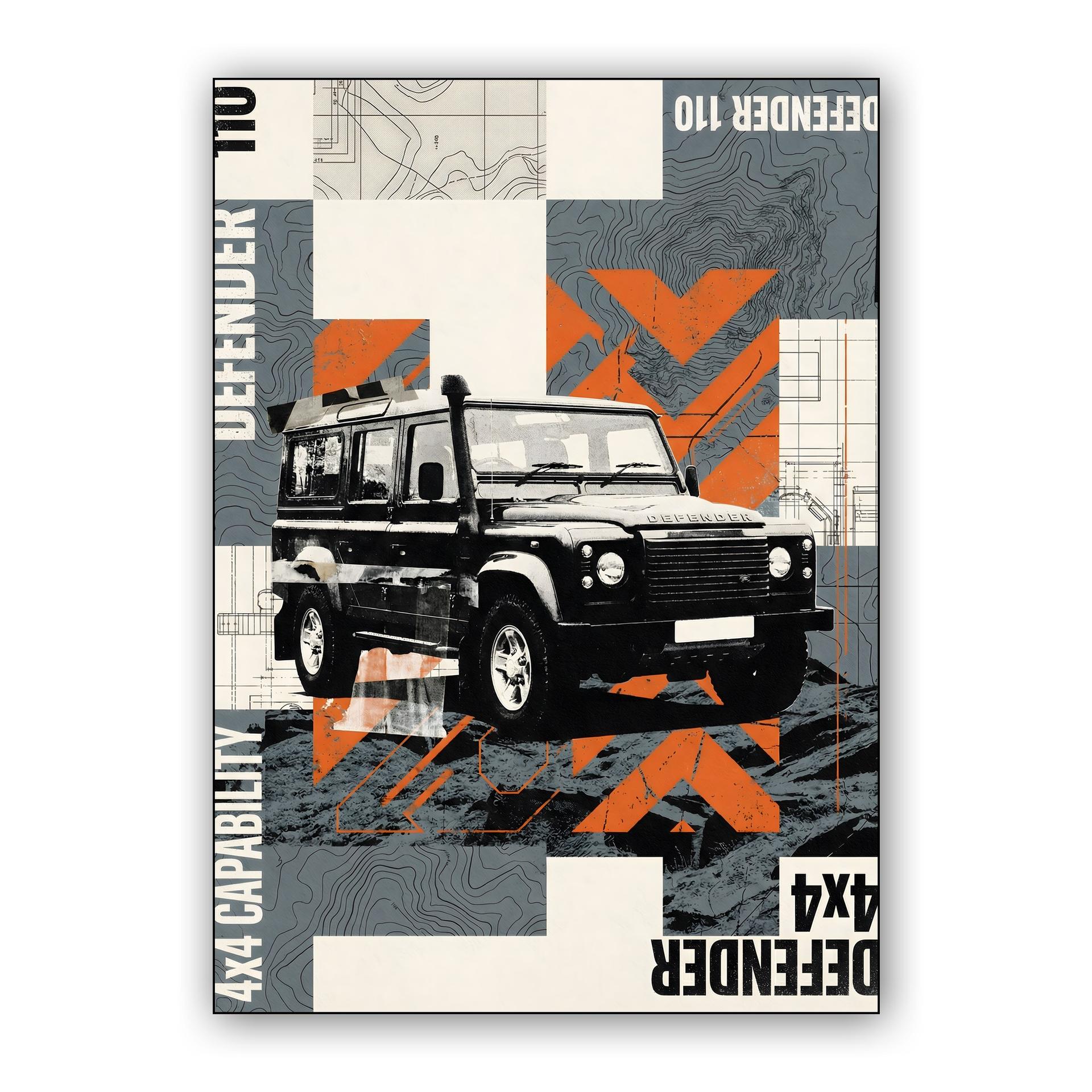 Land Rover Defender 110 - 4x4 Capability Technical Collage