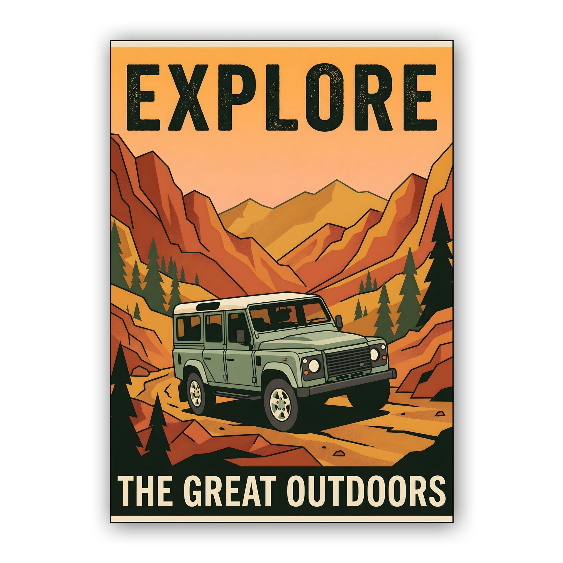 Land Rover Defender 110 - Explore The Great Outdoors Vintage Poster