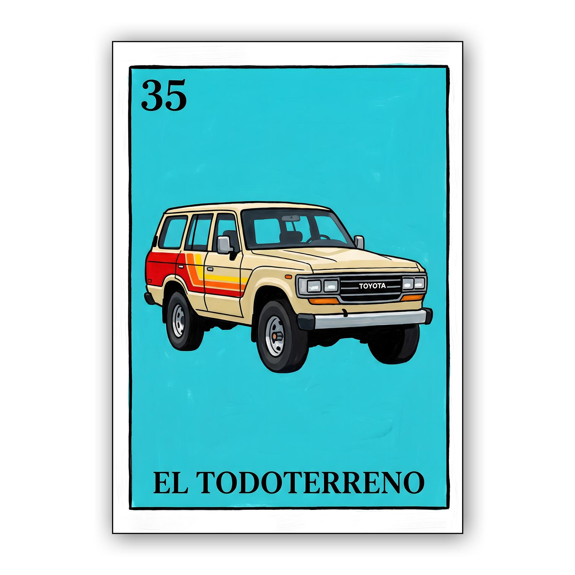 El Todoterreno: Toyota Land Cruiser 60 Series Loteria Card Art