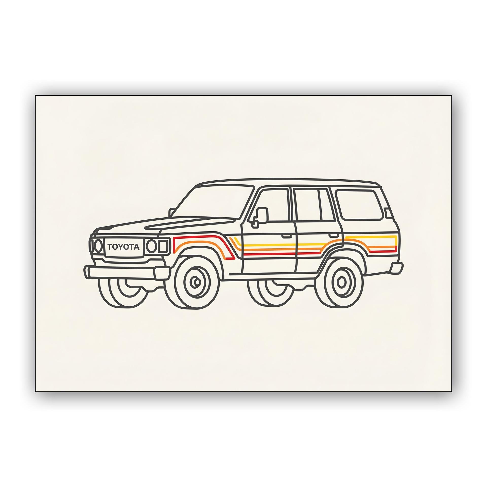 Toyota Land Cruiser 60 Series - Minimalist Retro Line Art