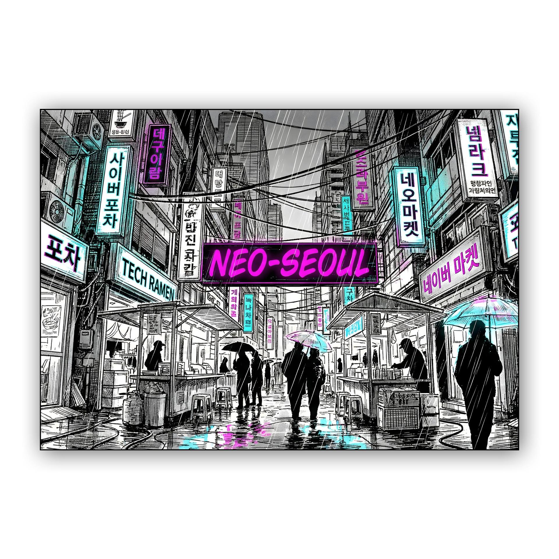 Neon Drizzle in Neo-Seoul