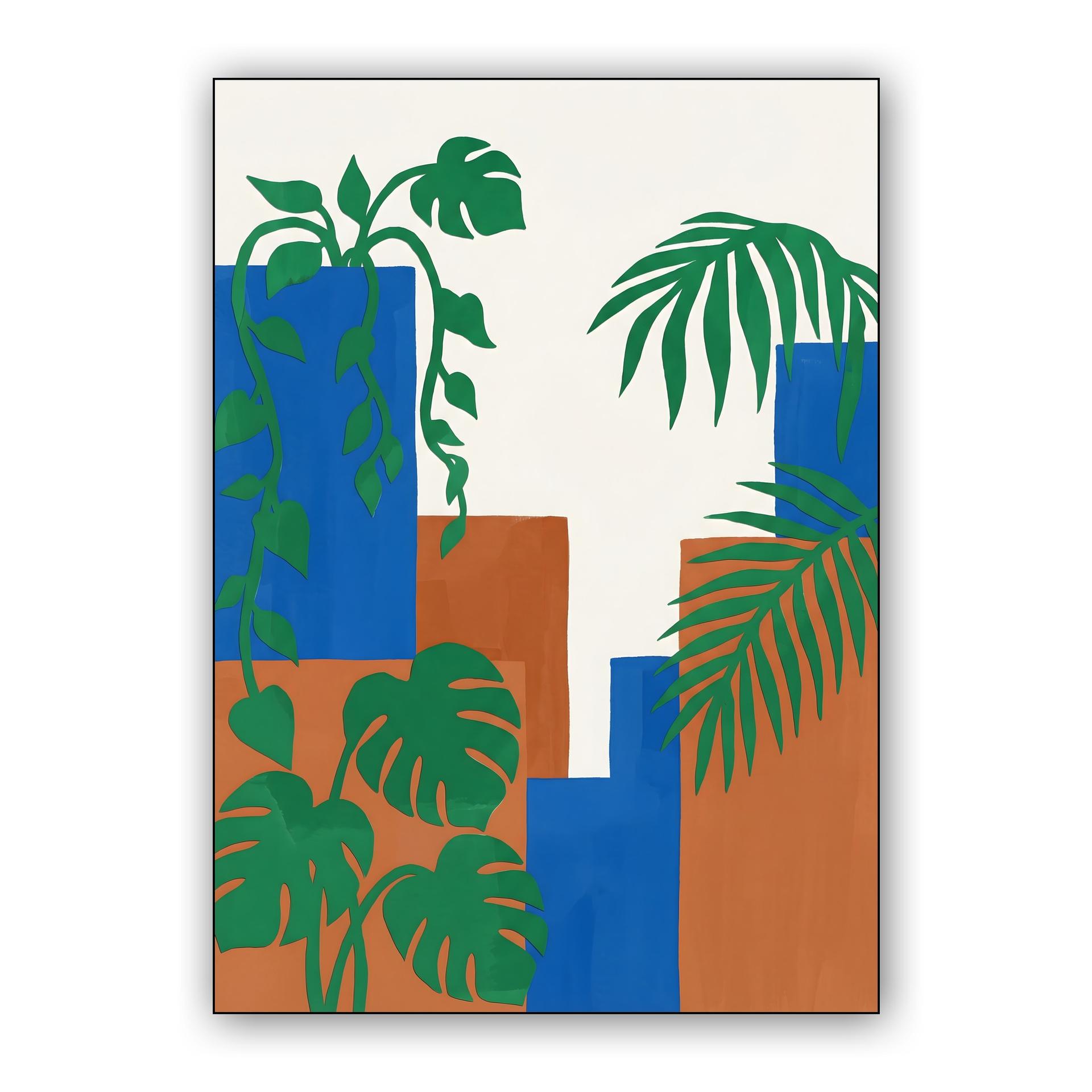 Geometric Tropics: Blue and Terracotta Study