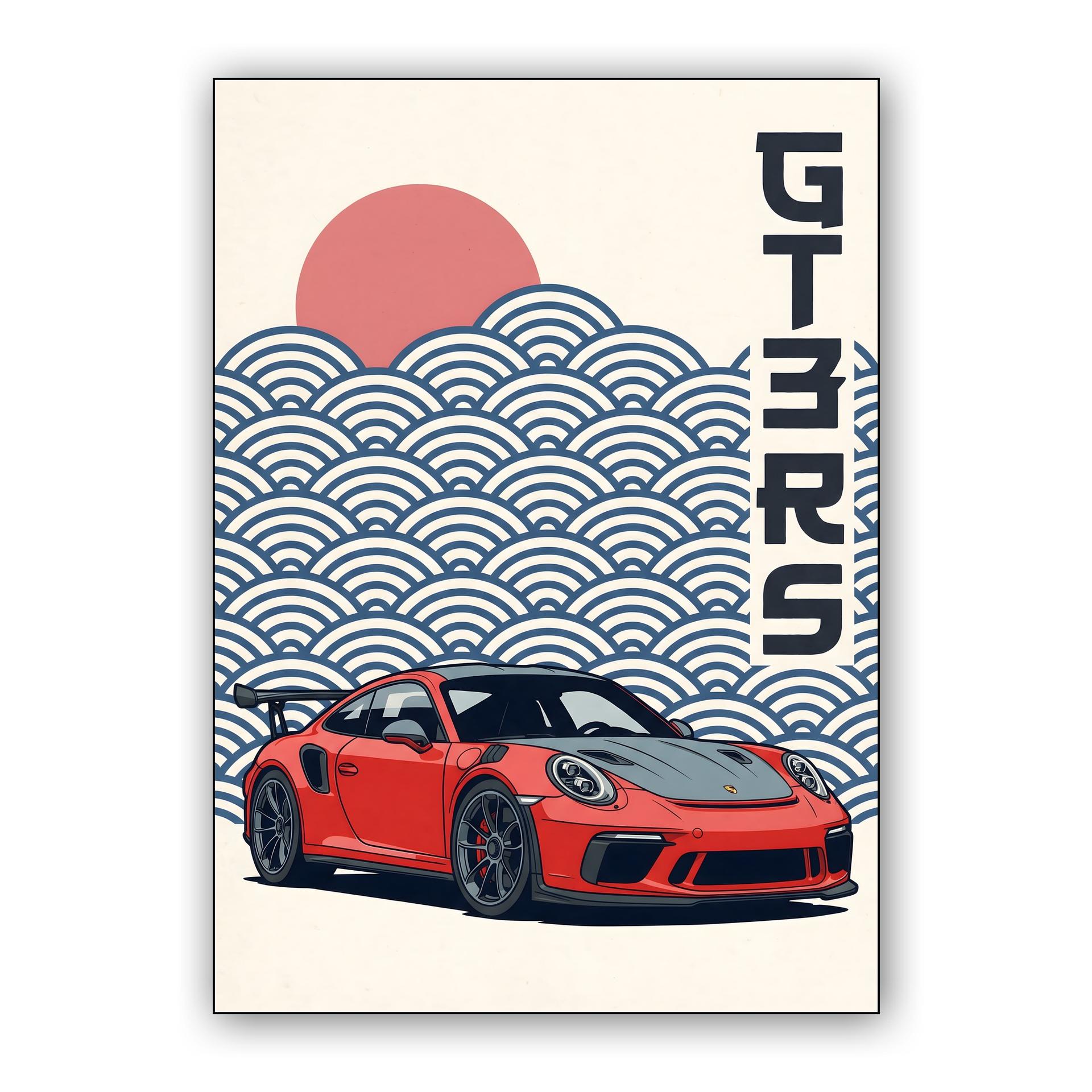 Porsche 911 GT3 RS Japanese Wave Fusion Art