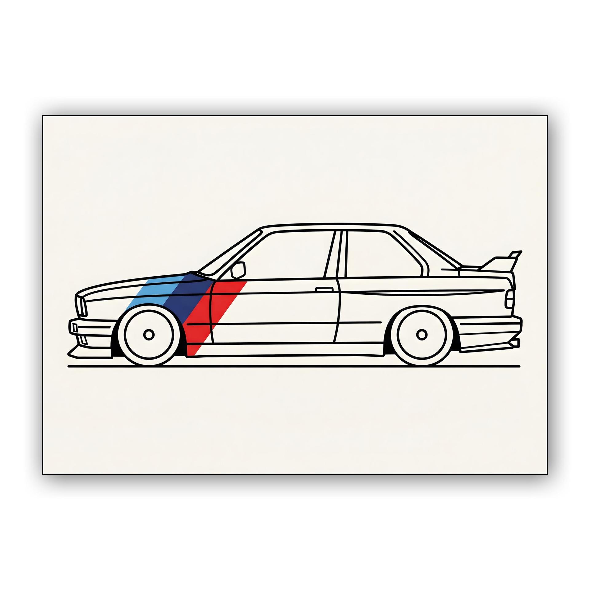 BMW E30 M3: Minimalist M-Stripe Profile