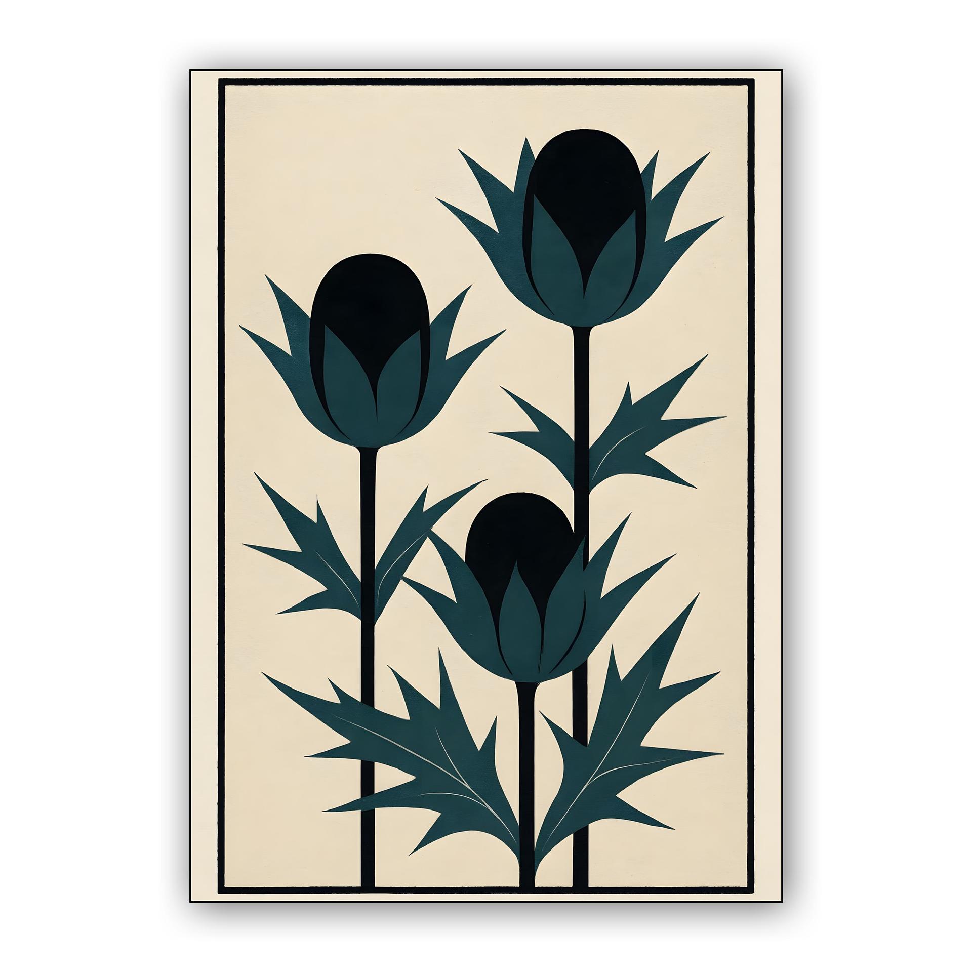 Stylized Teal Thistles